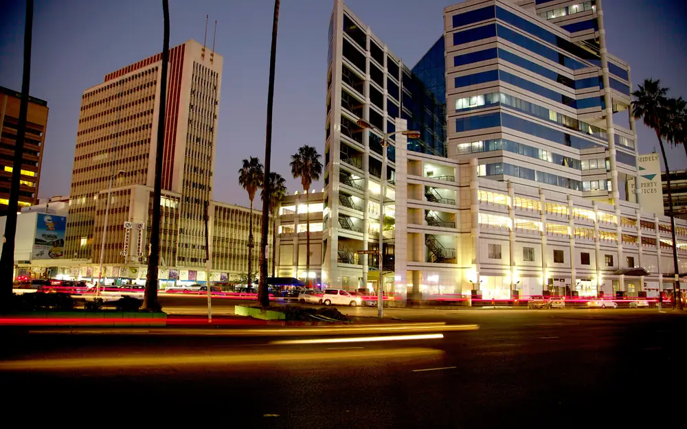 Harare city skyline at night